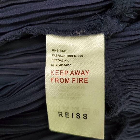 Reiss Womens Midi Skirt 8 Blue Pleated Fredalina Flowy Hippie Boho Bohemian - Picture 6 of 9